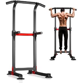 Wesfital Pull Up Bar Dip Bar Power Tower Workout Dip Station Height Adjustable Strength Training Equipment for Home Gym Equipment 330LBS Weight Capacity
