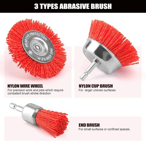 POLIWELL Nylon Filament Brush 9 Pack Abrasive Wire Brush Wheel & Cup Brush Set, Nylon Filament Abrasive Kit with 1/4 Inch Hex Shank for Drill for Remove Rust, Clean Grill, Refinish Flaking Paint in Saudi Arabia