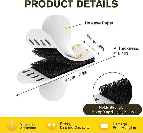 EMITEVER Picture Hanging Strips Heavy Duty, Damage Free Hanging Picture Hangers for Walls, Picture Hanging Kit, Hanging Hooks Without Nails, Black Adhesive Poster Wall Strips 20-Pairs (40 Strips) in Saudi Arabia