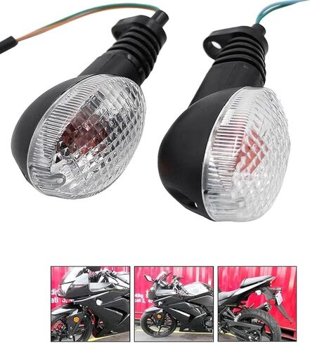 إشارات الانعطاف للدراجات النارية من Motoparty لـ KAWASAKI EX250R NINJA 250R KLX250S KLX250SF VN650 Vulcan S، مؤشر إشارة الانعطاف الأمامي/الخلفي للدراجة النارية، (غلاف دخاني) in Kuwait