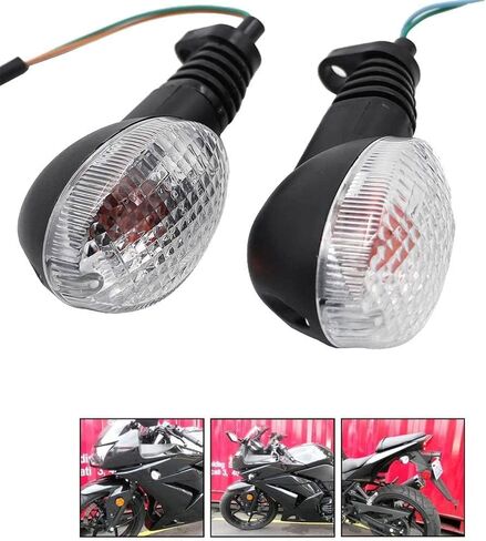إشارات الانعطاف للدراجات النارية من Motoparty لـ KAWASAKI EX250R NINJA 250R KLX250S KLX250SF VN650 Vulcan S، مؤشر إشارة الانعطاف الأمامي/الخلفي للدراجة النارية، (غلاف دخاني) in Kuwait