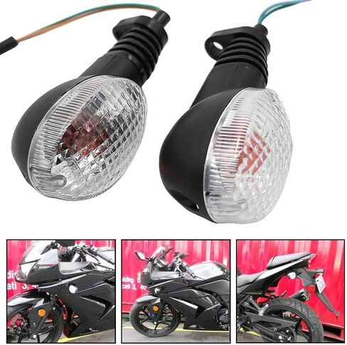 إشارات الانعطاف للدراجات النارية من Motoparty لـ KAWASAKI EX250R NINJA 250R KLX250S KLX250SF VN650 Vulcan S، مؤشر إشارة الانعطاف الأمامي/الخلفي للدراجة النارية، (غلاف دخاني) in Kuwait