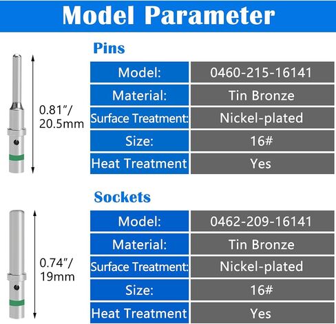 30 Pairs Deutsch Pins Contact Size 16, DT Connector/Terminal Kit, 30PCS 0460-215-16141 Male Pins and 30PCS 0462-209-16141 Female Sockets for 14-20 AWG Wire Gauge Q-O-064-MF in Saudi Arabia