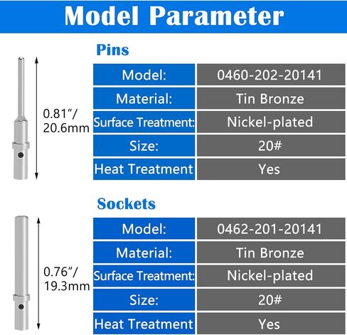 30 Pairs Deutsch Pins Contact Size 16, DT Connector/Terminal Kit, 30PCS 0460-215-16141 Male Pins and 30PCS 0462-209-16141 Female Sockets for 14-20 AWG Wire Gauge Q-O-064-MF in Saudi Arabia