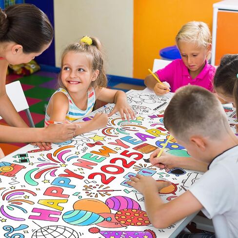 World Map Giant Coloring Poster - 31.5X 72 Inches - Versatile Classroom Wall Décor & Birthday Activity - Perfect as World Map Poster or Table Cover for School Parties and Special Events in Kuwait