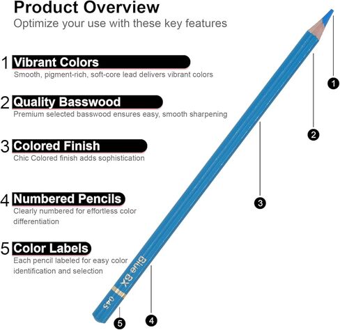 Hureny Colored Pencils for Adult Coloring, 72 Colors Drawing Pencils with Soft Oil-Based Cores, Professional Art Supplies for Artists, Vibrant Color Pencil Set In Zipper Case for Teens. in Kuwait