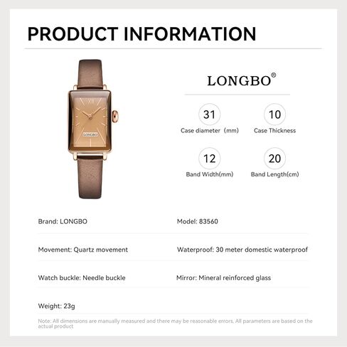 ساعات صغيرة مربعة كلاسيكية للنساء، ساعة يد نسائية بحزام جلدي من حجر الكوارتز، ساعات يد نسائية مربعة أنيقة مقاومة للماء in Kuwait