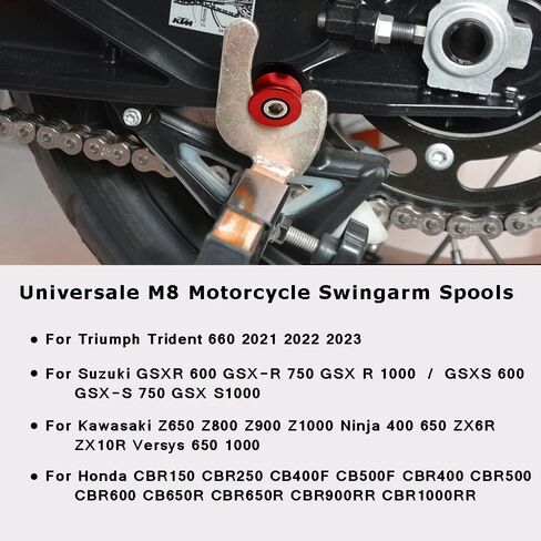 قطعتان من بكرات ذراع متأرجحة للدراجات النارية M8 X1.5، تناسب Kawasaki Z900 Z800 B.M.W S1000/R/RR سوزوكي SV650 V-strom 650 Bandit GSF 600 650 1200 1250 DL650 DL1000 (أسود) in Kuwait