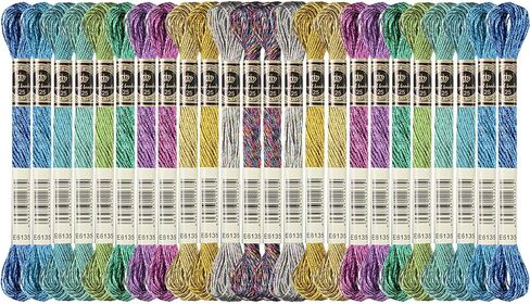WILLBOND 24 Pcs Metallic Embroidery Floss Embroidery Skein Threads Glitter Embroidery Thread Cross Stitch Polyester Thread for Friendship Bracelets DIY Embroidery Thread Crafts (Vibrant Color) in Saudi Arabia