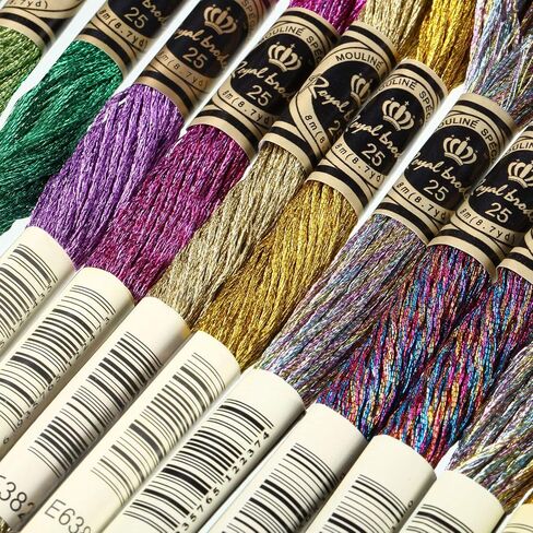 WILLBOND 24 Pcs Metallic Embroidery Floss Embroidery Skein Threads Glitter Embroidery Thread Cross Stitch Polyester Thread for Friendship Bracelets DIY Embroidery Thread Crafts (Vibrant Color) in Saudi Arabia