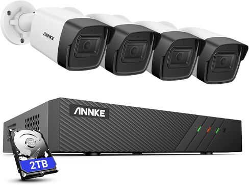 ANNKE H500 5MP PoE Security Camera System with 6MP 8CH NVR, 4X 5MP Outdoor IP Cameras with 2.8MM Lens, 24/7 Audio Recording, 100 FT EXIR 2.0 Night Vision, IP67 Rated, Supports Alexa (2TB HDD Included) in Saudi Arabia