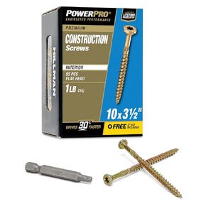 48585 Wood Screws, #10 x 3-1/2, Premium Star Drive Indoor Cabinet Screws, Gold Yellow Zinc, 1lb Box