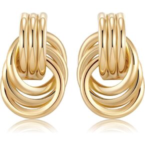 14K Gold Clip on Earrings for Women Irregular Hoop Earrings Pearl Earrings Hypoallergenic Non Pierced Earrings