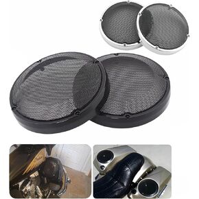 1983-2023 TDZ 6.5" round steel mesh grills for Harley Touring Saddlebag Lids Lower Leg Vented Fairing ，Suitable for other automotive 6.5" inch round speakers (Black)