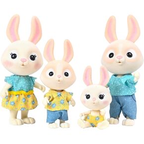 Sunny Days Entertainment Honey Bee Acres Cloverberrys Cow Family – 4 Miniature Flocked Dolls | Small Collectible Figures | Pretend Play Toys for Kids