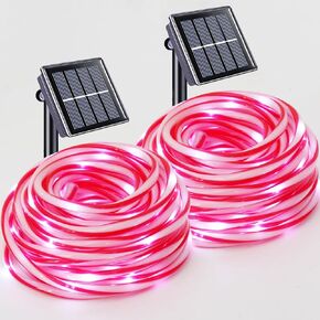 YEGUO Purple Solar Halloween Lights Outdoor, 2 Pack Each 33ft 100 LED Rope Lights Outdoor, Clear Tube String Lights