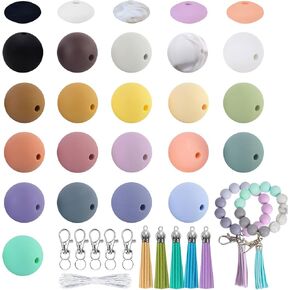 BOZUAN 275 Silicone Beads for Keychain Making Kit, Multiple Styles and Shapes Silicone Beads Bulk Rubber Beads for Keychains Making