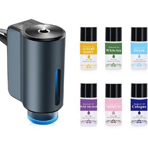 Car Air Freshener Diffuser, Smart Car Aromatherapy Air Outlet Clip,Freshener Long-Lasting Atomizer,Car Aromatherapy Machine Rechargeable,With 6pcs Aromatherapy Oil, Red（6 Scents）
