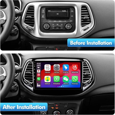 10.1-inch Android 12 Double Din Car Stereo for Jeep Compass 2 MP 2017-2019 IPS Touchscreen Screen Car Radio with Carplay & Android Auto Support Backup Camera GPS FM Navi BT SWC in Kuwait