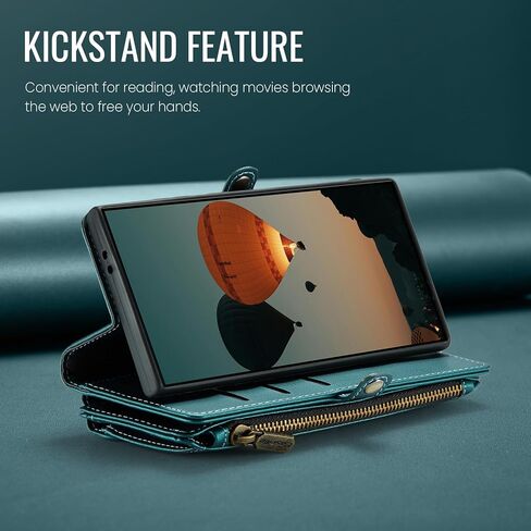 حافظة حماية لهاتف سامسونج جالاكسي A23 5G/4G، 【حجب RFID】 حافظة لهاتف سامسونج A23 5G للنساء والرجال، حافظة هاتف بحزام قلاب مغناطيسي بسحاب وحامل بطاقات لهاتف جالاكسي A23 5G، أزرق وأخضر in Kuwait