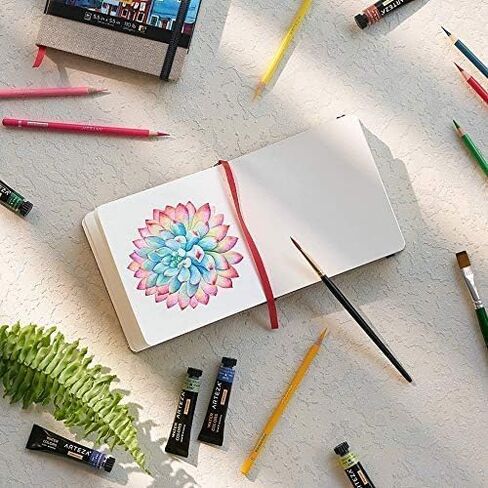 دفاتر رسم بالألوان المائية من Arteza، مقاس 5.5 × 5.5 بوصة، 3 عبوات، 132 ورقة، مجلة فنية رمادية، كتاب ورقي بغلاف مقوى بوزن 110 رطل، لوازم فنية للاستخدام كمجلة سفر ووسادة وسائط مختلطة in Saudi Arabia