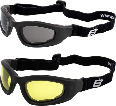 2 Pairs of Birdz Eyewear Soar Safety Padded Motorcycle Goggles Black Frames in Saudi Arabia