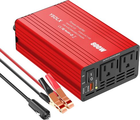 YSOLX 800W Power Inverter DC 12V to 110v AC Converter, Peak 1600W, 4.2A Dual USB Ports, Dual AC Outlet, Power Inverters for Vehicles, RV, Home, Camping in Saudi Arabia