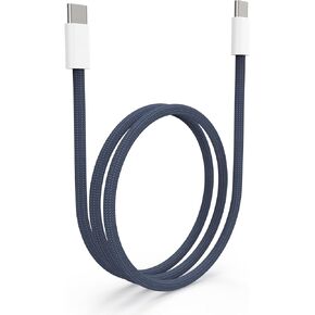 240W USB C to USB C Cable 2M Nylon Braided Fast Charging Cord for New MacBook Pro/Air, iPad Pro, Switch and More (White, 6.6ft)