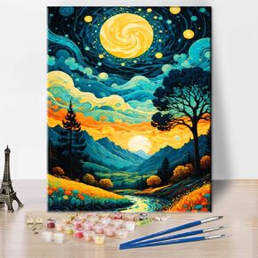 Axquilon Paint by Numbers Kit for Adults Beginner-Landscape Adult Paint by Number Kits on Canvas, Easy Adults' Paint-by-Number Kits Oil Painting Craft Supplies for Gift Home Wall Decor 16 x 20in