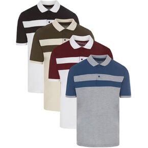 Men's Pique Polo Shirts Short Sleeve Pack of 4
