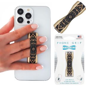 LOVEHANDLE Boho Gold Design Phone Grip - Elastic Phone Strap with Gold Base - for Most Smartphones and Mini Tablets, lh-01-bohogold