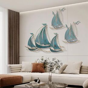 HAVFIFK Wall Decor,Modern Metal Flower Decoration Wall Art, 51" X 24" Large 3D Creative Metal Wall Sculptures, Living Room Bedroom Den Aesthetic Wall Art Decor