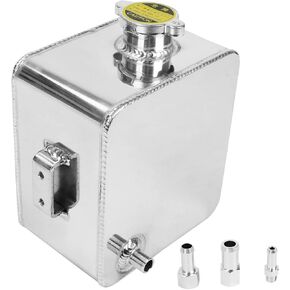 BLACKHORSE-RACING 2.5L Universal Aluminum Coolant Radiator Overflow Expansion Tank Reservoir Recovery Water Tank Metal Bottle for Car Truck Boat (Black)