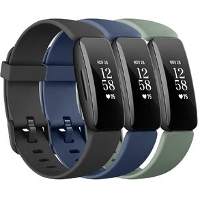 3 Pack Silicone Bands Compatible with Fitbit Inspire 2 Bands for Women Men, Adjustable Replacement Sport Wristbands Straps for Fitbit Inspire 2 / Ace 3 (Black/Gray/White)