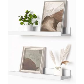 Picture Ledge Shelf, Floating Shelves Set of 2, 36 Inches Picture Shelf for Wall with Ledge, Kids Bookshelf Wall Mounted for Living Room Bedroom Decor Books Photo Frames - Natural Oak