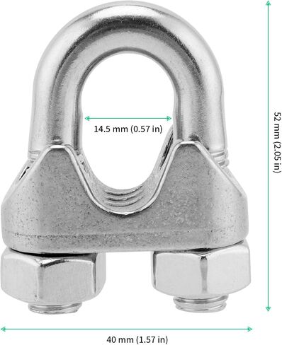 20 PCS 5/16 Inch M8 Wire Rope Cable Clip Clamp, U Bolt Saddle Fastener, 304 Stainless Steel Wire Rope Clamp, Heavy Duty Metal Wire Rope Clip for Rigging, Fixed Load in Saudi Arabia