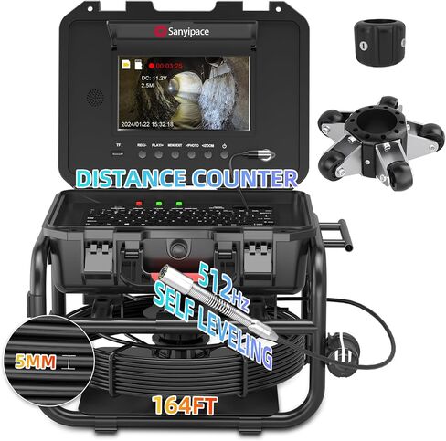 Sanyipace Sewer Camera, 9'' FHD Monitor, Portable Design, 0.15in/3.8mm Cable, IP68 Waterproof Borescope Sewer Inspection Camera with Light, 2600mAh Battery, DVR Recorder with Sounds, 33ft/10m in Saudi Arabia