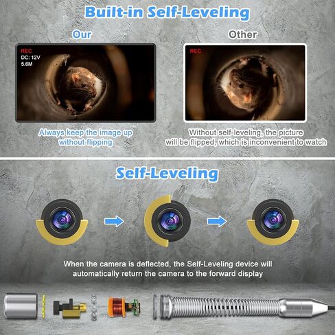 Sanyipace Sewer Camera, 9'' FHD Monitor, Portable Design, 0.15in/3.8mm Cable, IP68 Waterproof Borescope Sewer Inspection Camera with Light, 2600mAh Battery, DVR Recorder with Sounds, 33ft/10m in Saudi Arabia