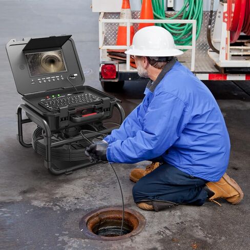 Sanyipace Sewer Camera, 9'' FHD Monitor, Portable Design, 0.15in/3.8mm Cable, IP68 Waterproof Borescope Sewer Inspection Camera with Light, 2600mAh Battery, DVR Recorder with Sounds, 33ft/10m in Saudi Arabia