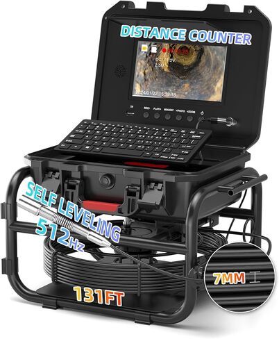Sanyipace Sewer Camera, 9'' FHD Monitor, Portable Design, 0.15in/3.8mm Cable, IP68 Waterproof Borescope Sewer Inspection Camera with Light, 2600mAh Battery, DVR Recorder with Sounds, 33ft/10m in Saudi Arabia