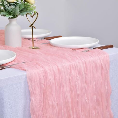 Cheesecloth Table Runner 10ft Boho Gauze Table Runner 38x120 Inches Rustic Cheese Cloth Table Runner for Baby Shower Wedding Bridal Party Spring Summer Home Decorations Blue in Saudi Arabia