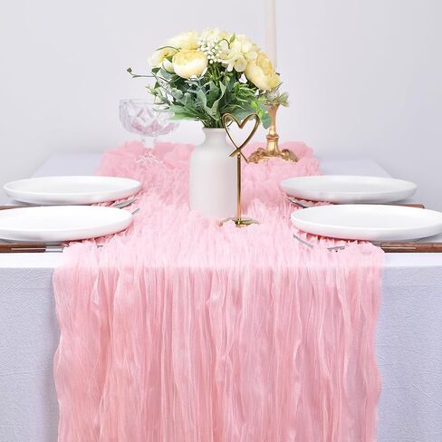 Cheesecloth Table Runner 10ft Boho Gauze Table Runner 38x120 Inches Rustic Cheese Cloth Table Runner for Baby Shower Wedding Bridal Party Spring Summer Home Decorations Blue in Saudi Arabia