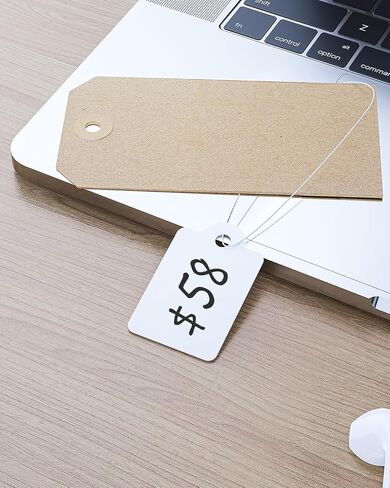 Uniclife 200 Pcs Price Tags with 200 Pcs Wires 1 Inch Writable Price Labels White Price Display Tags for Pricing Clothing Luggage Tools Blank Hang Tags Merchandise Marking Tags, 1.38" x 0.87" in Saudi Arabia
