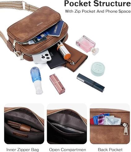 CHOLISS Small Crossbody Bags for Women, Leather Purses Designer Shoulder Handbags w/Adjustable Wide Strap Credit Card Slots in Kuwait