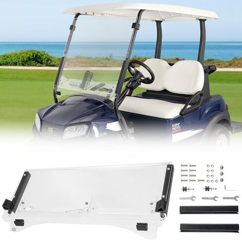 KEMIMOTO Golf Cart Windshield with Storage Basket Compatible with Club Car Precedent, Foldable Replacement Windshield, Anti-UV and Impact Resistant Acrylic, Tinted in Saudi Arabia