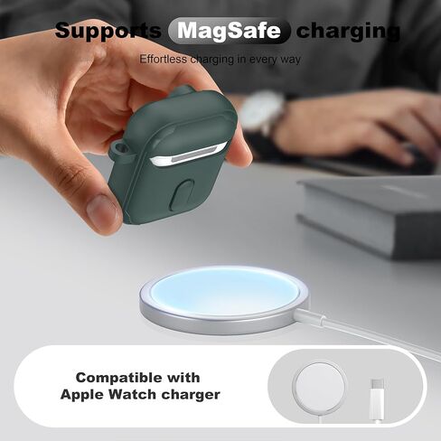 غطاء حافظة AirPods مع مجموعة تنظيف، تصميم قفل مضاد للسقوط، حماية قوية من السقوط، ألياف كربون سوداء لعلبة شحن Apple AirPods الجيل الثاني الأول، أسود in Kuwait