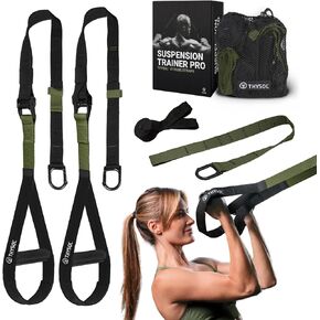 THYSOL® Resistance Trainer Pro Xtreme Straps Army | Sling Trainer Set with Adjustable Door Anchor | Fitness Home Workouts - Suitable for Travelling & for Training Indoor & Outdoor (Army Green)