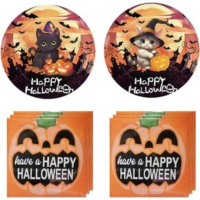40pcs halloween Party Supplies,include 20 dessert plate, 20 Napkin,Used for halloween pumpkins Birthday Party Decoration… (Halloween pumpkins)