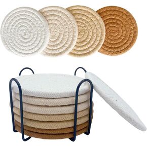 8 Pcs Drink Coasters, Coasters for Coffee Table, Coasters for Drinks Absorbent, Coaster Set 4 - Color Cup Coasters, Coasters for Wooden Table, Living Room Decor, Suitable for Kinds of Cups