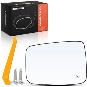 A-Premium Left Driver Side Heated Mirror Glass with Backing Plate Compatible with Ram 1500 2011-2019, 2500 2011-2018, 1500 Classic 2019 & Dodge Ram 1500/2500 2010 - Exterior Side View Flat Mirror